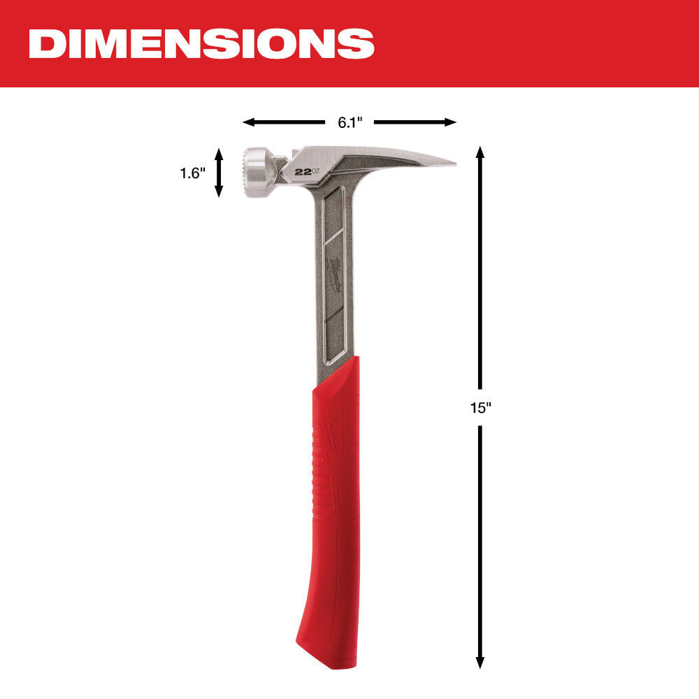 Milwaukee 48-22-9022 Milled Face Framing Hammer 22oz