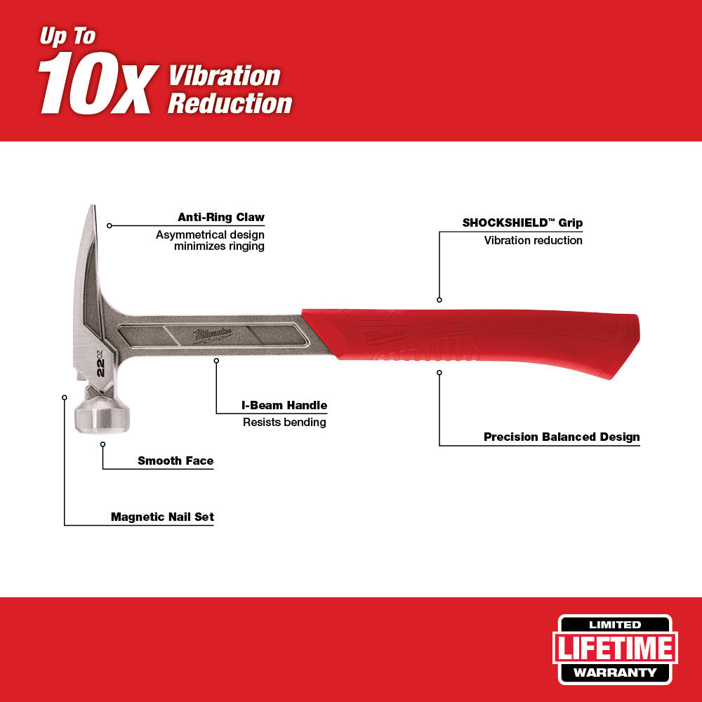 Milwaukee 48-22-9023 Smooth Face Framing Hammer 22oz