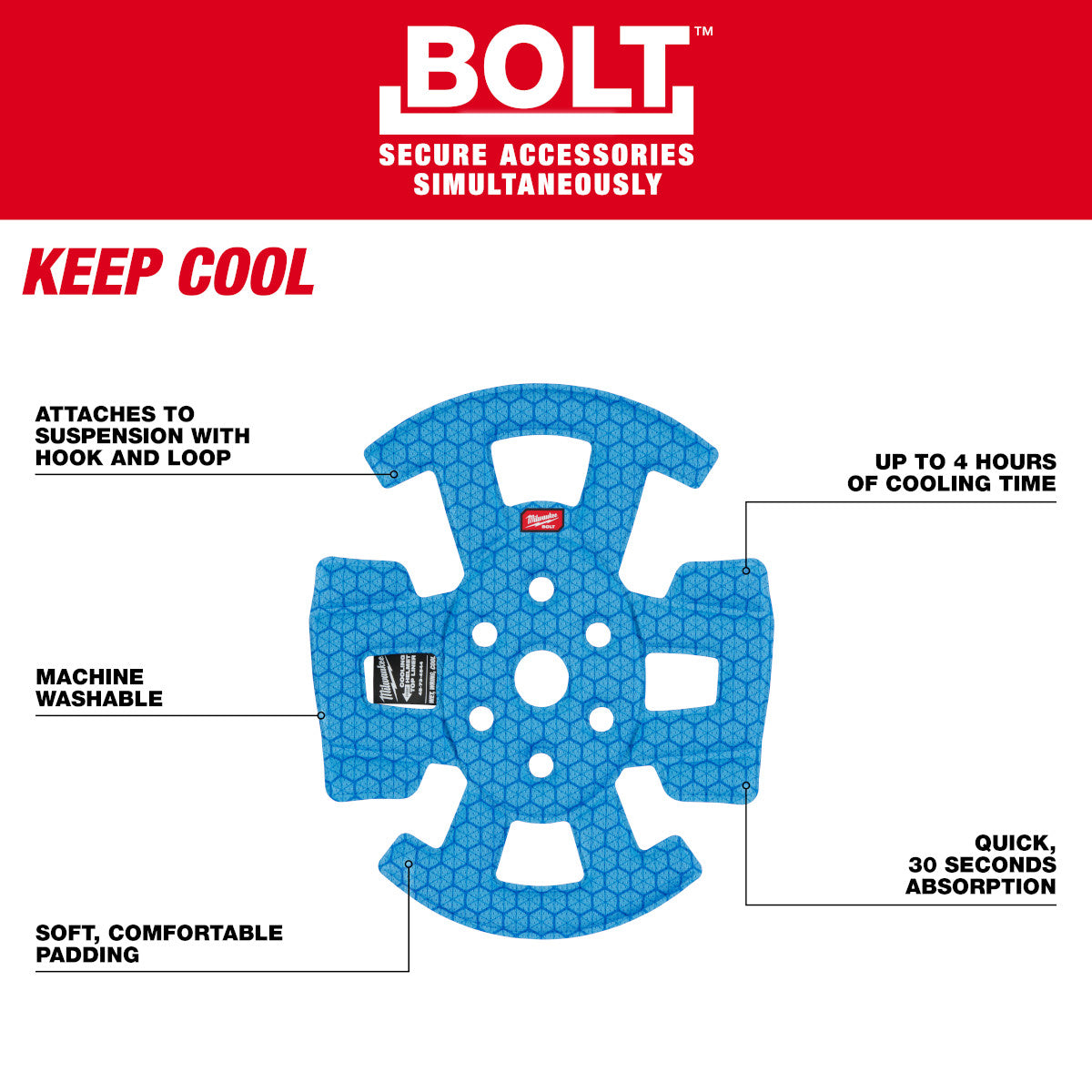 Milwaukee Bolt 48-73-4544 Safety Helmet Cooling Liner