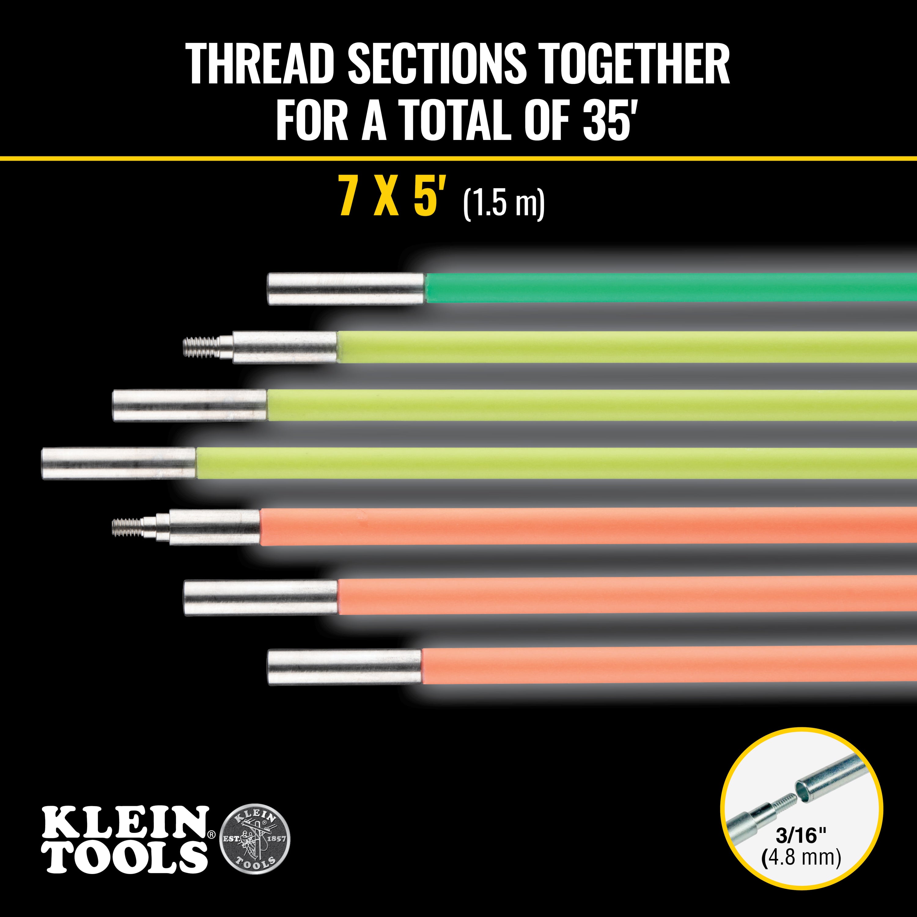 Klein 50354 Multi Flex Glow Rod Set 35 ft.