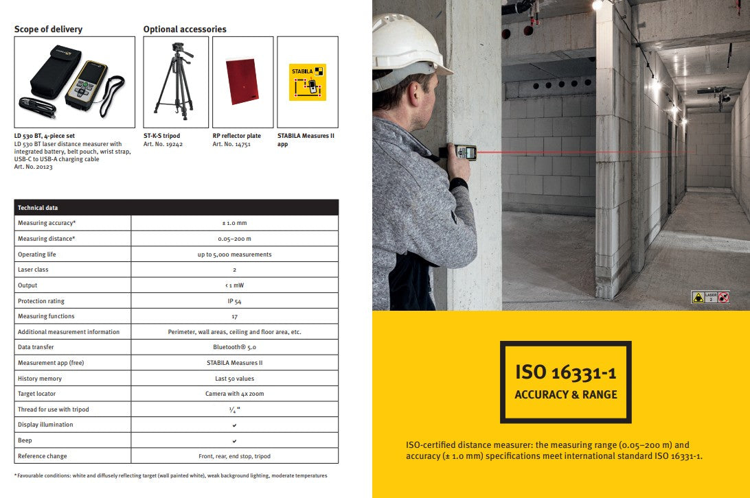 Stabila LD530 Laser Distance Measurer With Bluetooth
