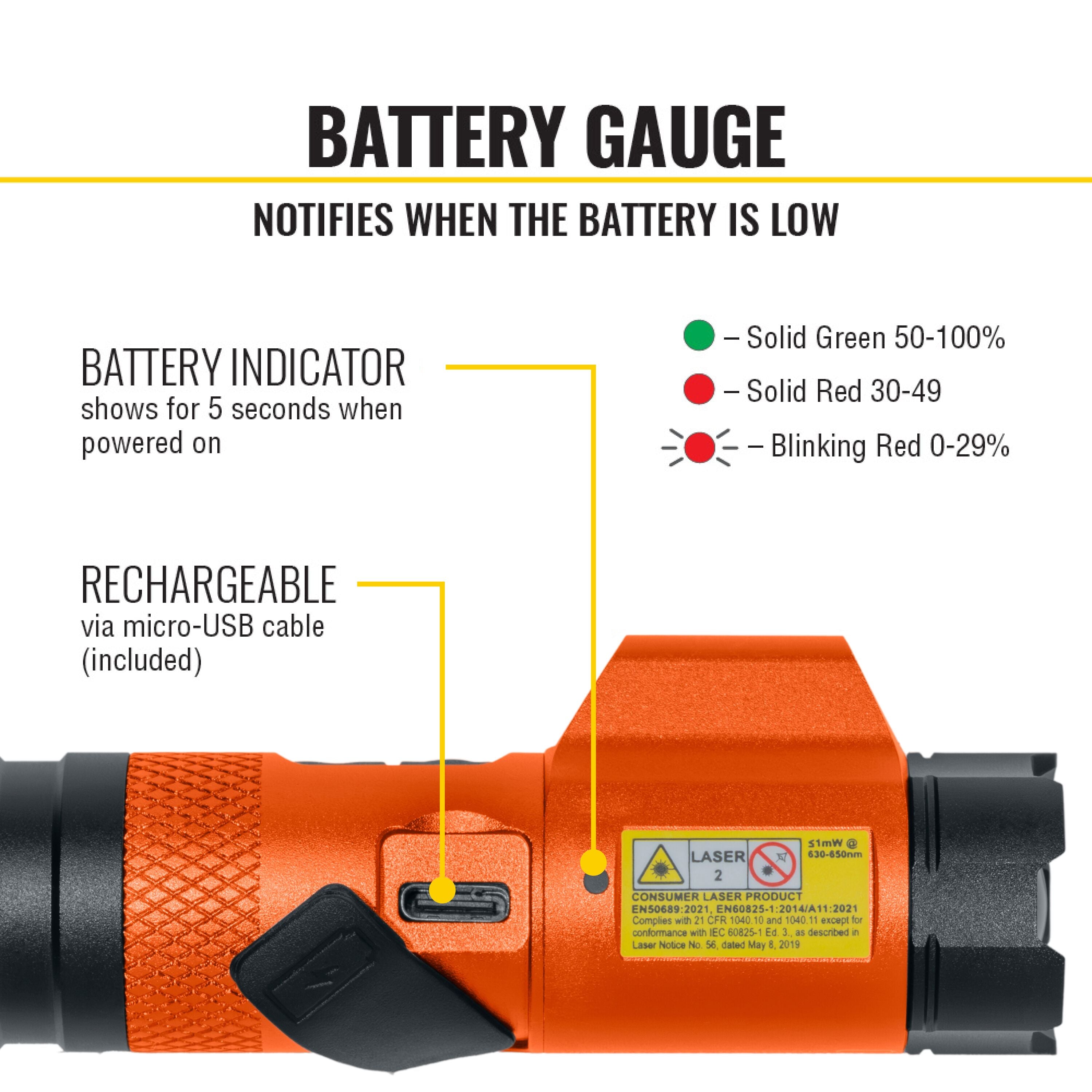 Klein 56040 Rechargeable Focus Flashlight With Laser