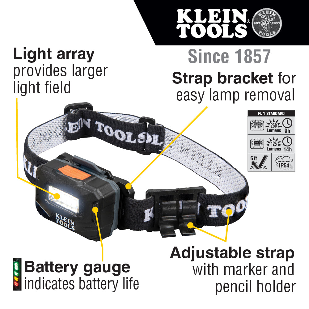 Klein 56049 Rechargeable Lightarray Led Headlamp w/Adj Strap