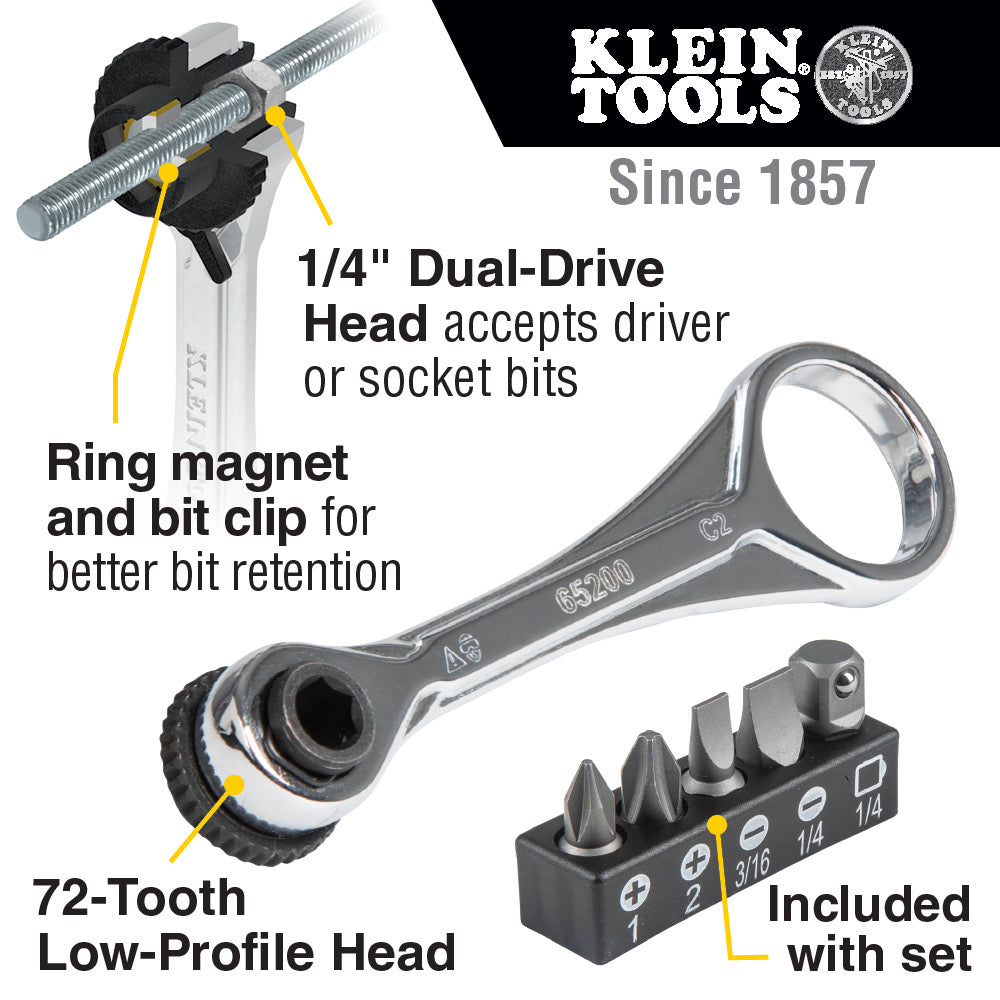 Klein 65200 Slim-Profile Mini Ratchet Set 5-Piece