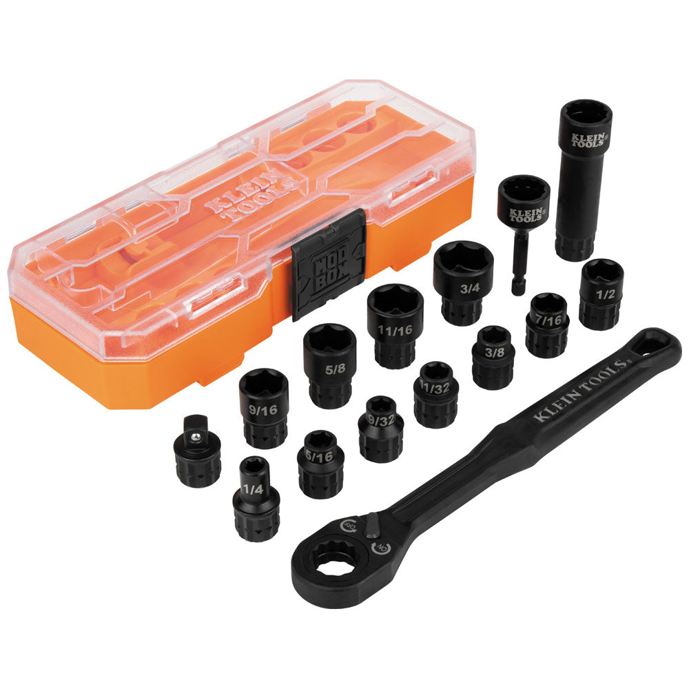 Klein 65400 Knect 3/8 in. Drive Pass Through Socket Set 15-Piece