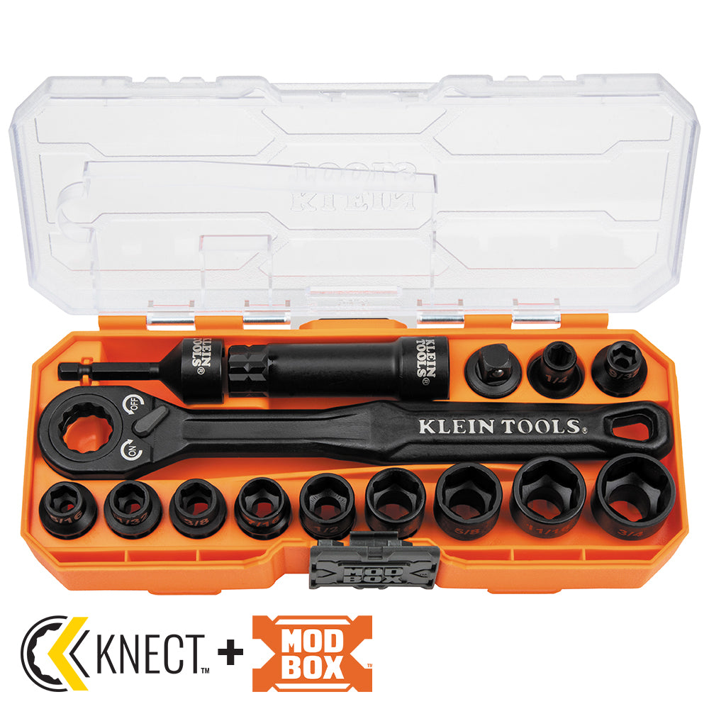 Klein 65400 Knect 3/8 in. Drive Pass Through Socket Set 15-Piece