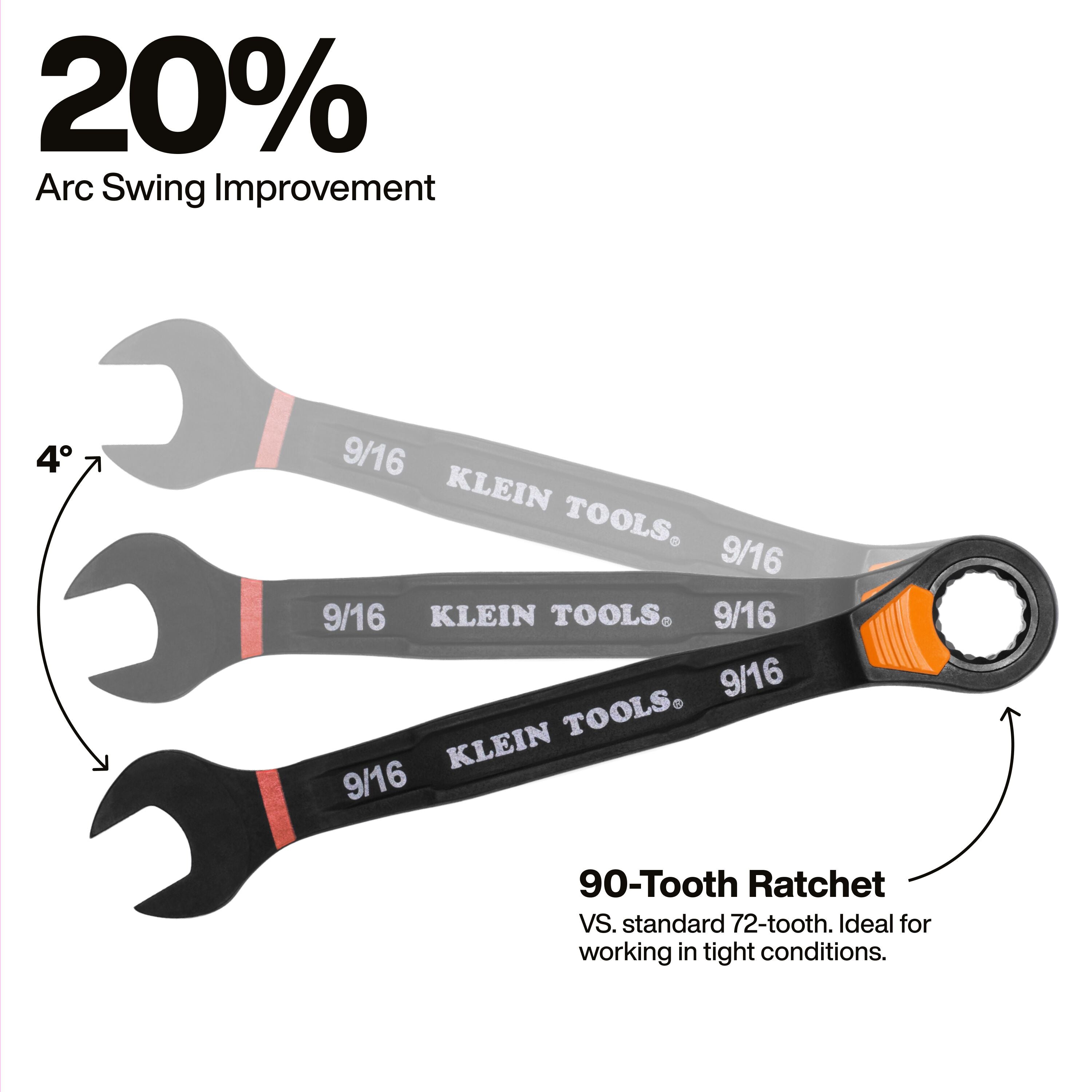 Klein 69508 Ratcheting Combination Slide-Lock Wrench Set SAE 8-Piece