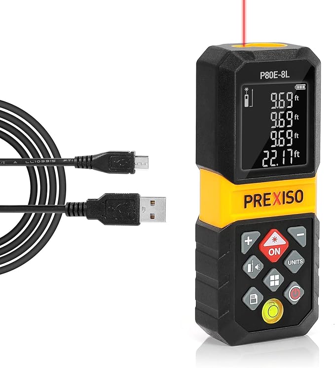 Prexiso 80m - 265' Rechargeable Laser Distance Measure