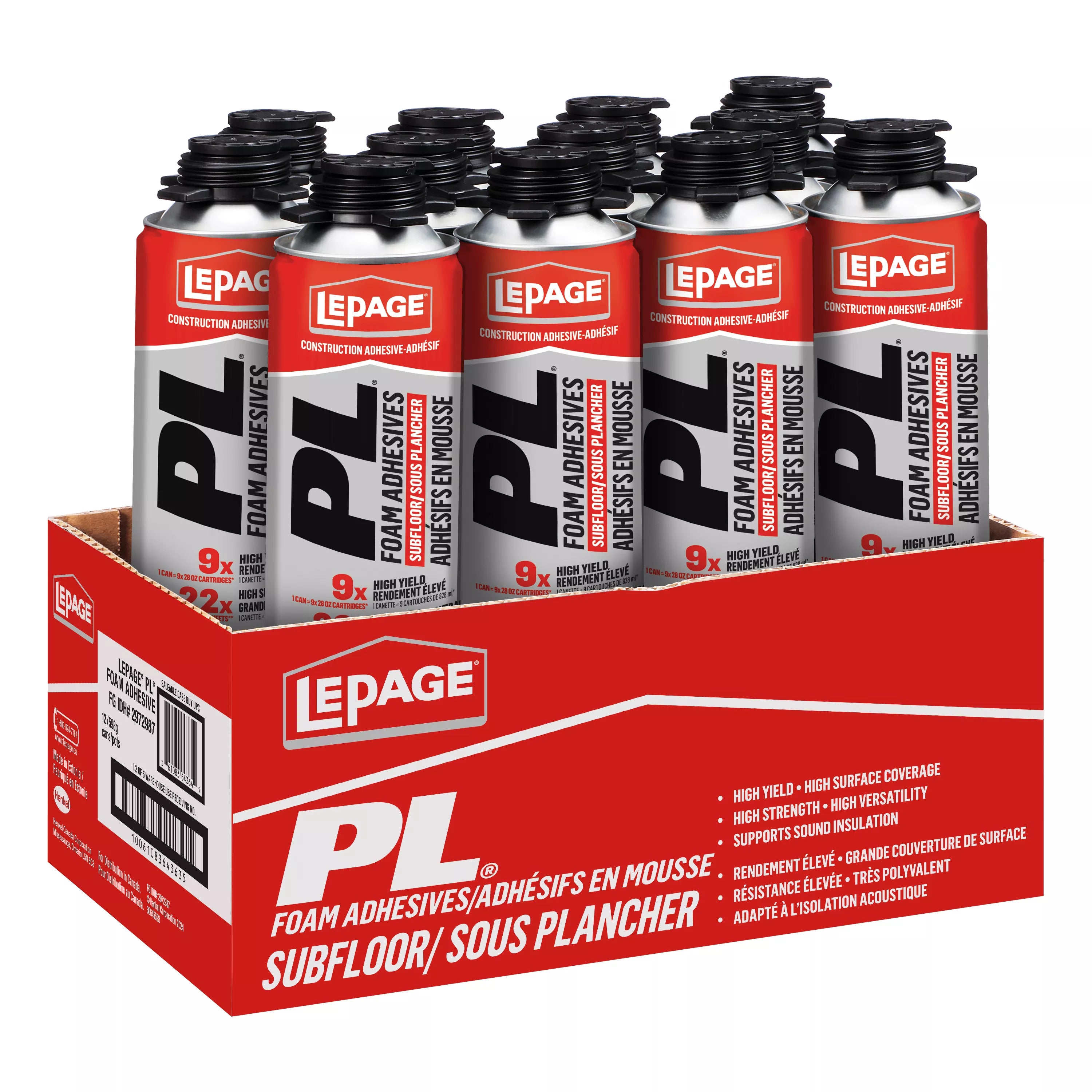 LePage 2972987 PL Subfloor Foam Construction Adhesive 598g/ 21.1oz.