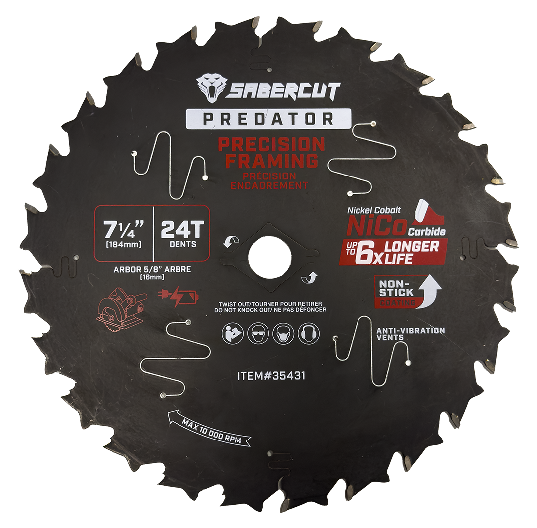 SABERCUT PREDATOR FRAMING SAW BLADE 7-1/4 Inches X 24T