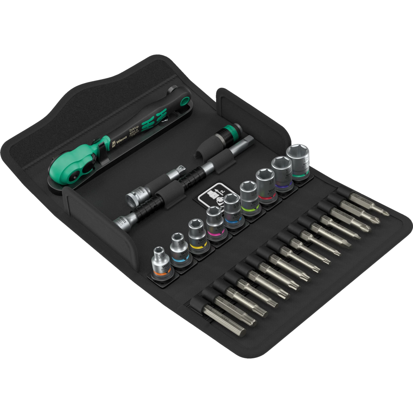 Wera 05005541001 SA14 Zyklop Comfort Ratchet Set w/Reversing Lever 1/4 in. Drive Imperial