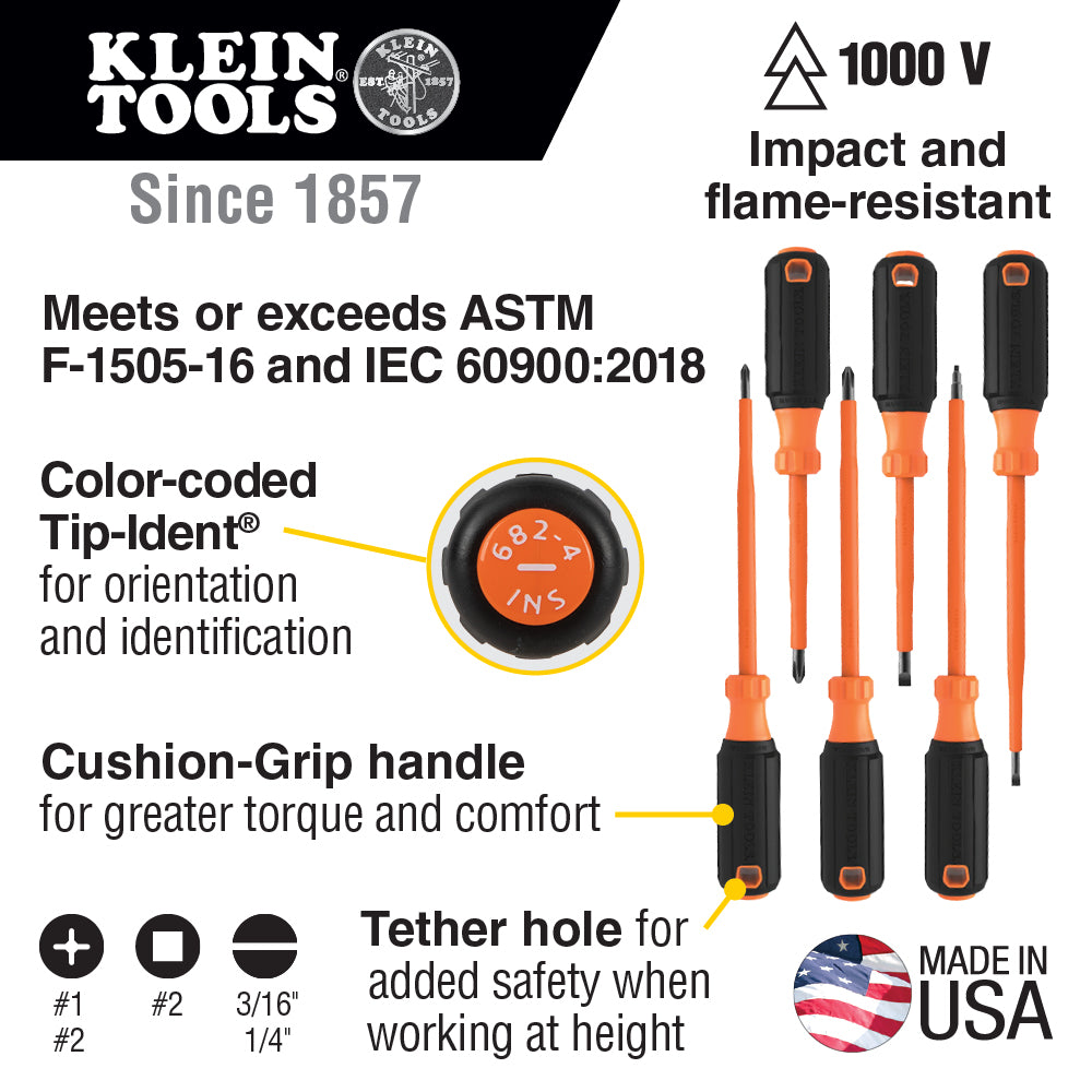 Klein 85076INS 6-Piece 1000V Insulated Screwdriver Set