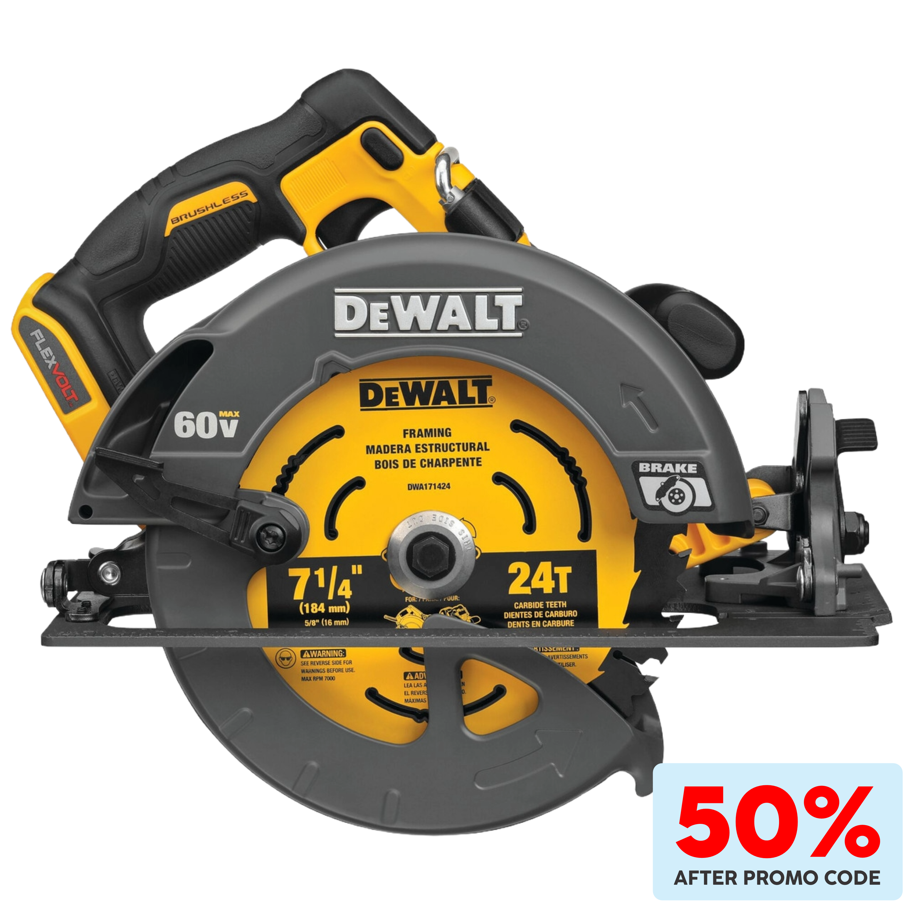 DEWALT DCS578B FLEXVOLT 60-Volt MAX Lithium-Ion 7-1/4 in. Brushless Circular Saw (Tool Only)
