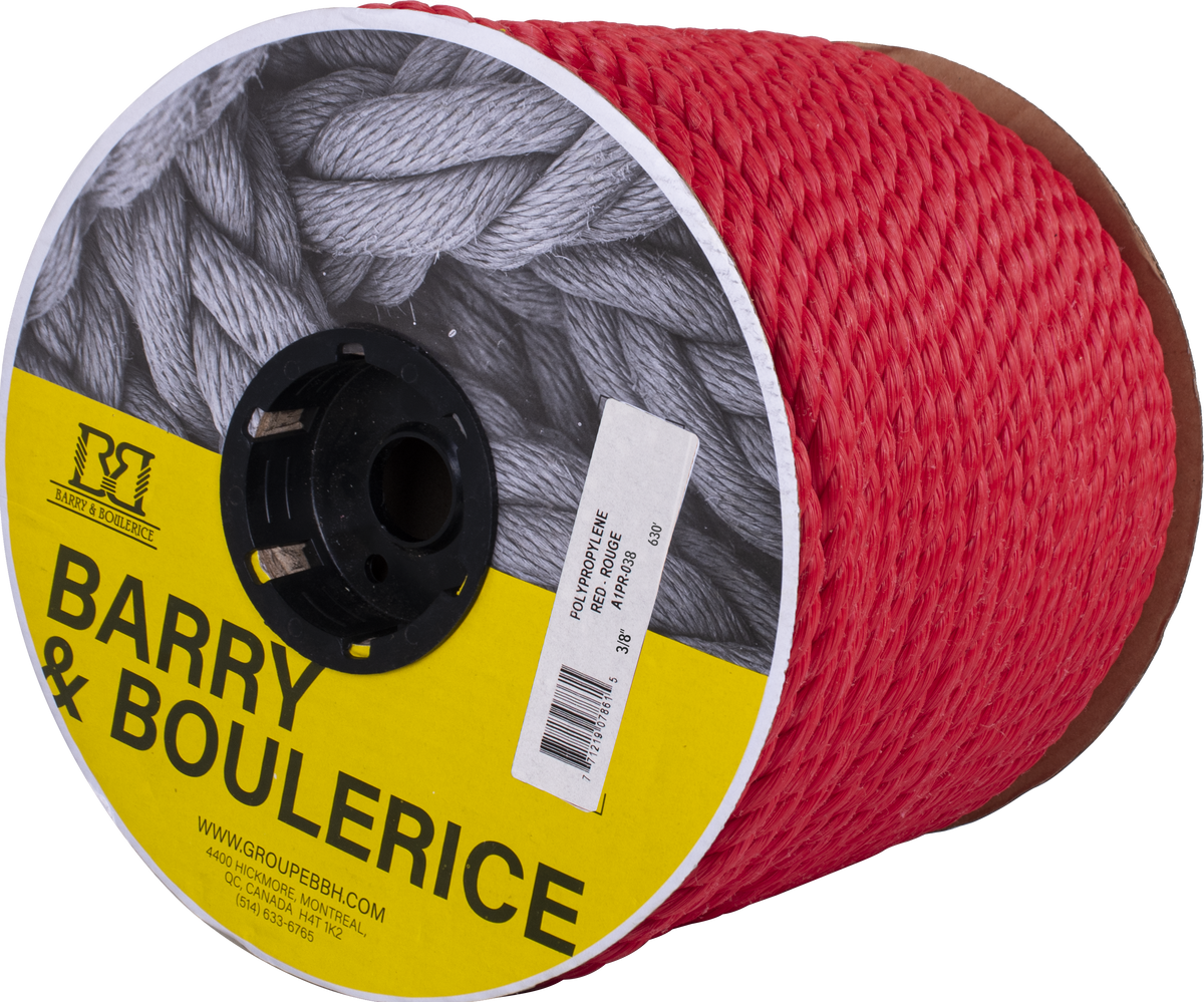 Barry & Boulerice A1PR-038 Red Polypropylene Rope 3/8 in x 630 ft