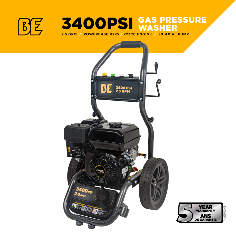 BE BE3475PX 3,400 PSI 2.5 GPM Cold Water Gas Pressure Washer