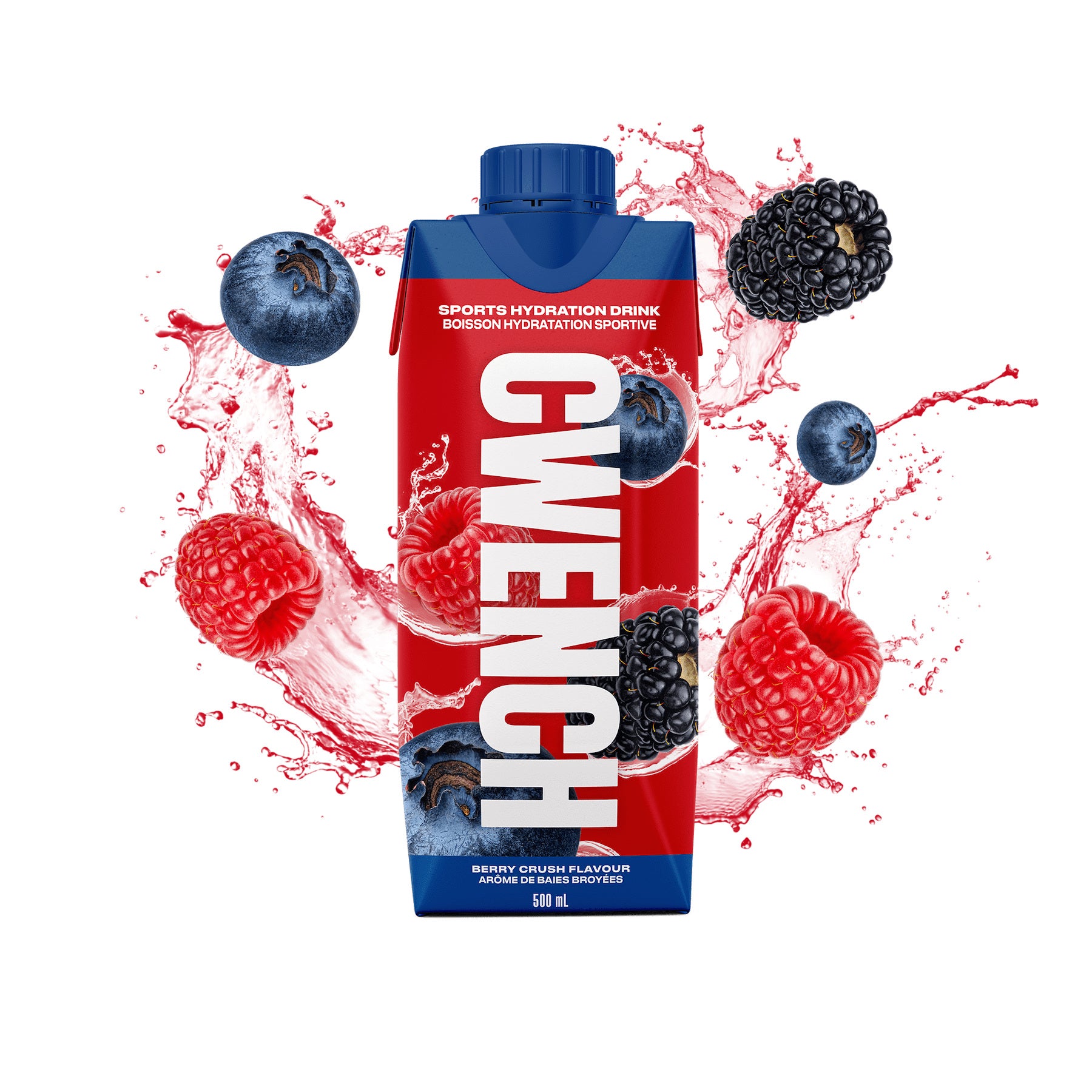 Cwench Berry Crush Electrolyte Sports Drink, 500 mL Cans (12-Pack)