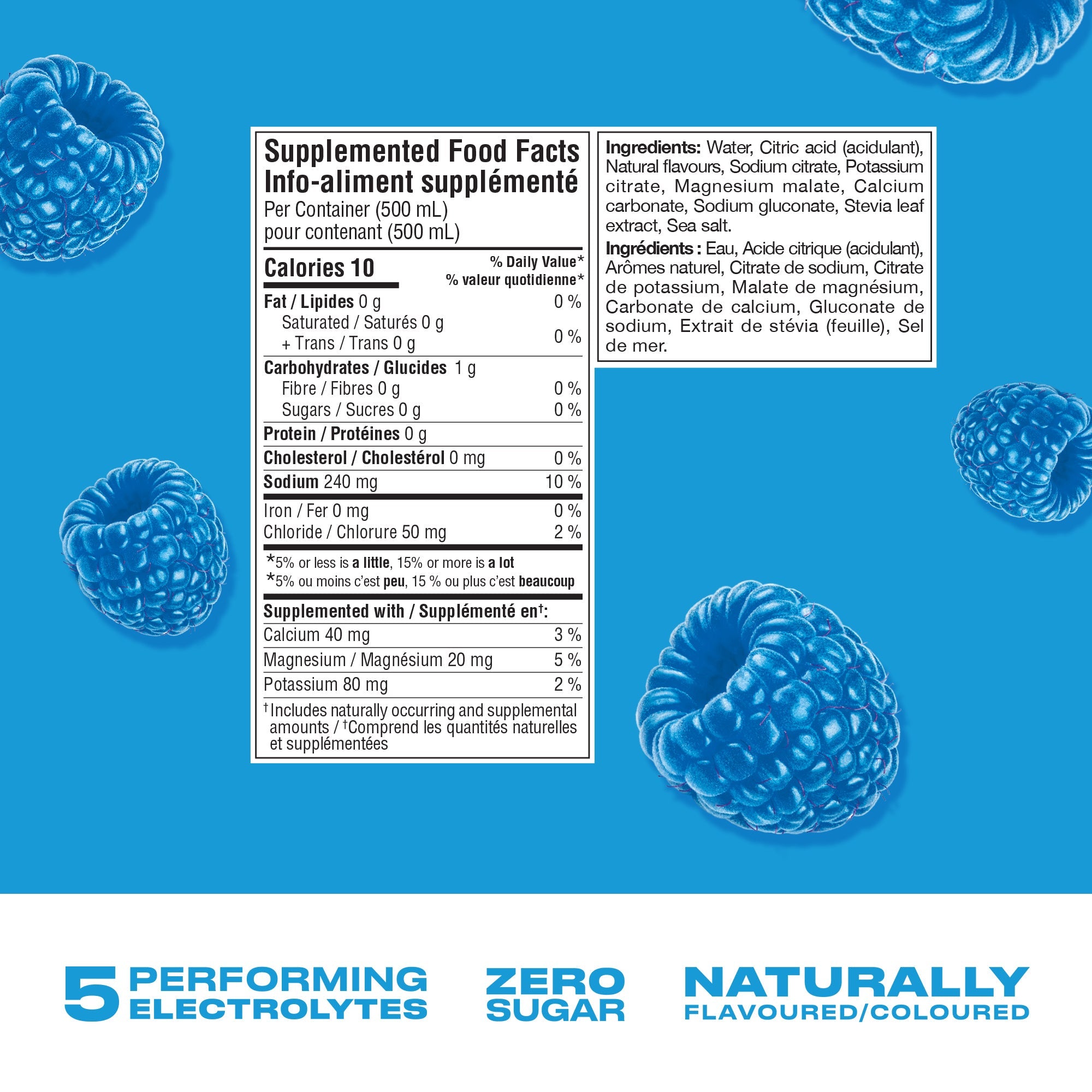 Cwench Blue Raspberry Electrolyte Sports Drink, 500 mL Cans (12-Pack)