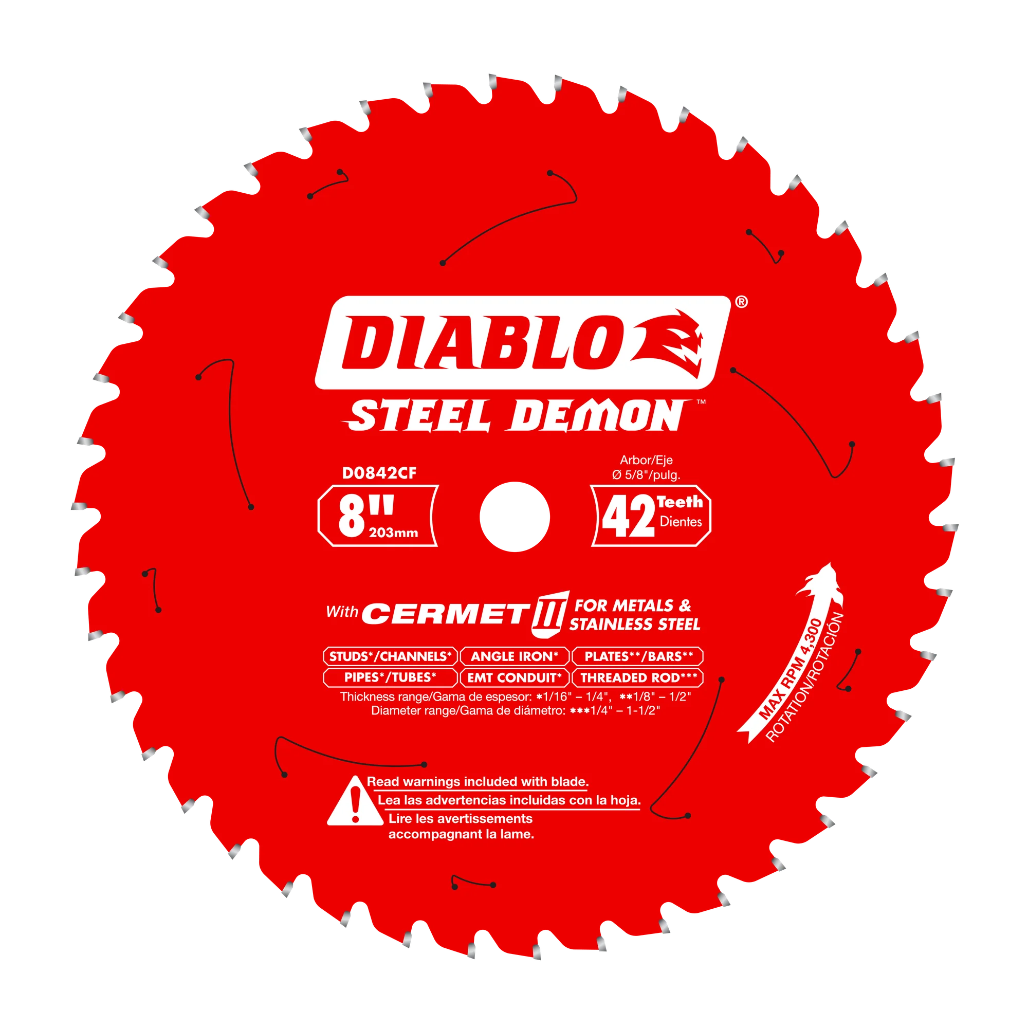 Diablo Steel Demon D0842CF 8" x 42T Cerment II Thick Metal Saw Blade