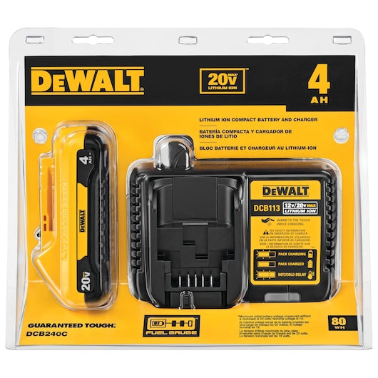 DEWALT DCB240C 20V MAX** Battery, Compact Starter Kit, 4.0-Ah