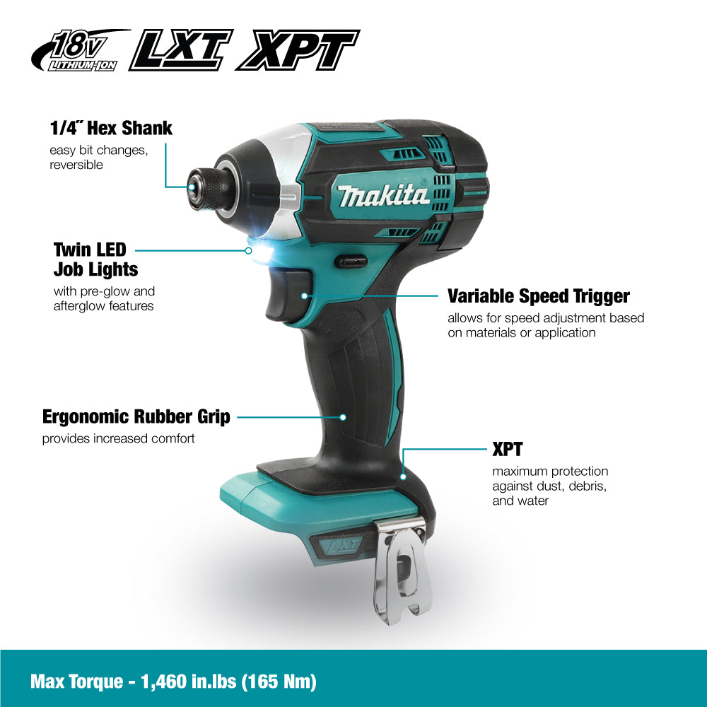 Makita DTD152Z 18V LXT Lithium-Ion Cordless, ¼” Hex Impact Driver, Tool Only