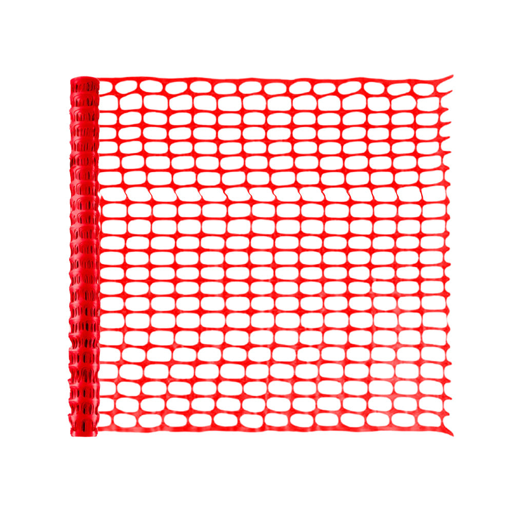 a roll of red snow fence for constuction sites and snow drift control during the winter