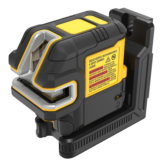 DEWALT DCLE14251GB USB Rechargeable Green 5 Spot & Cross Line Laser Kit