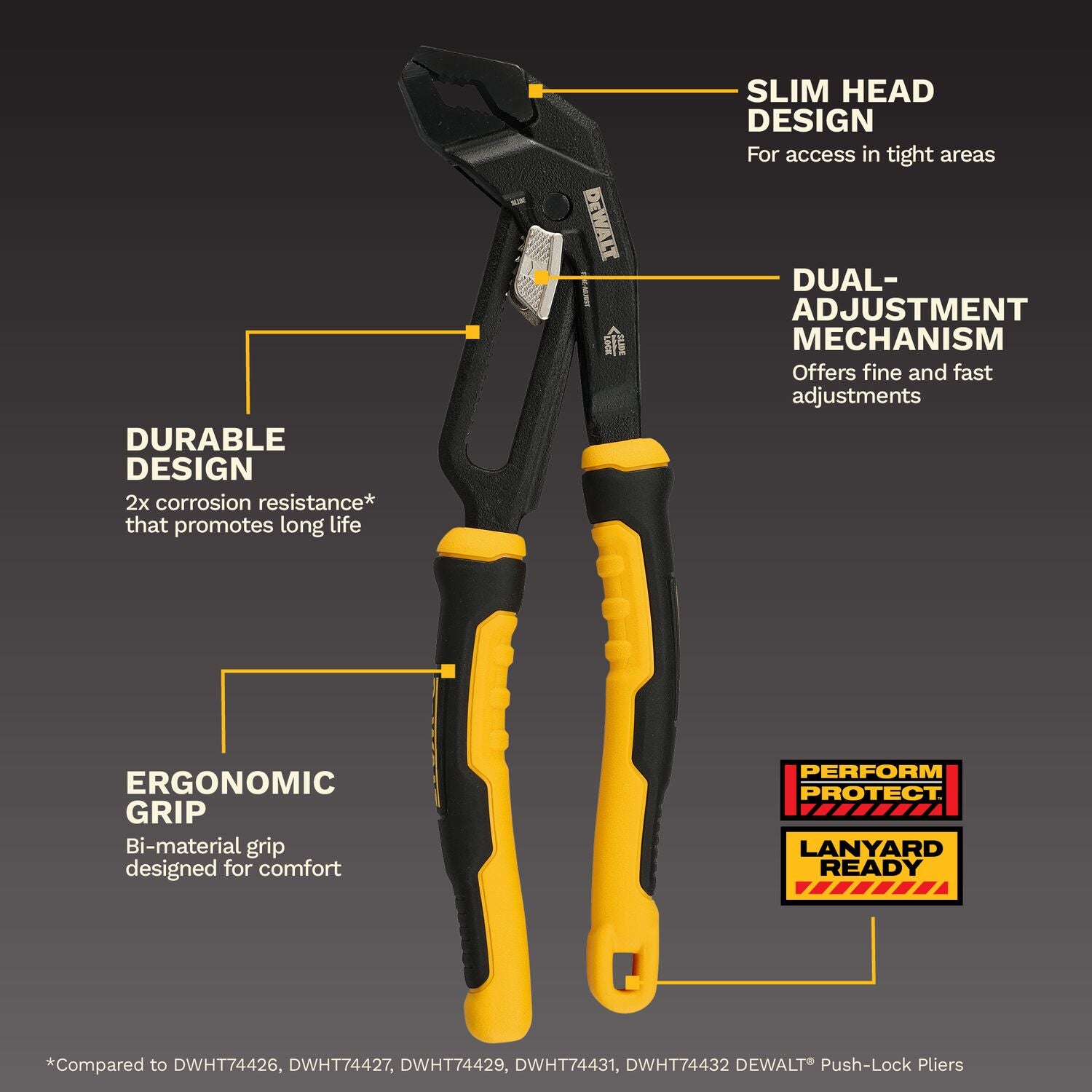 Dewalt DWHT82820 Slide Lock V-Jaw Pliers 8 in.