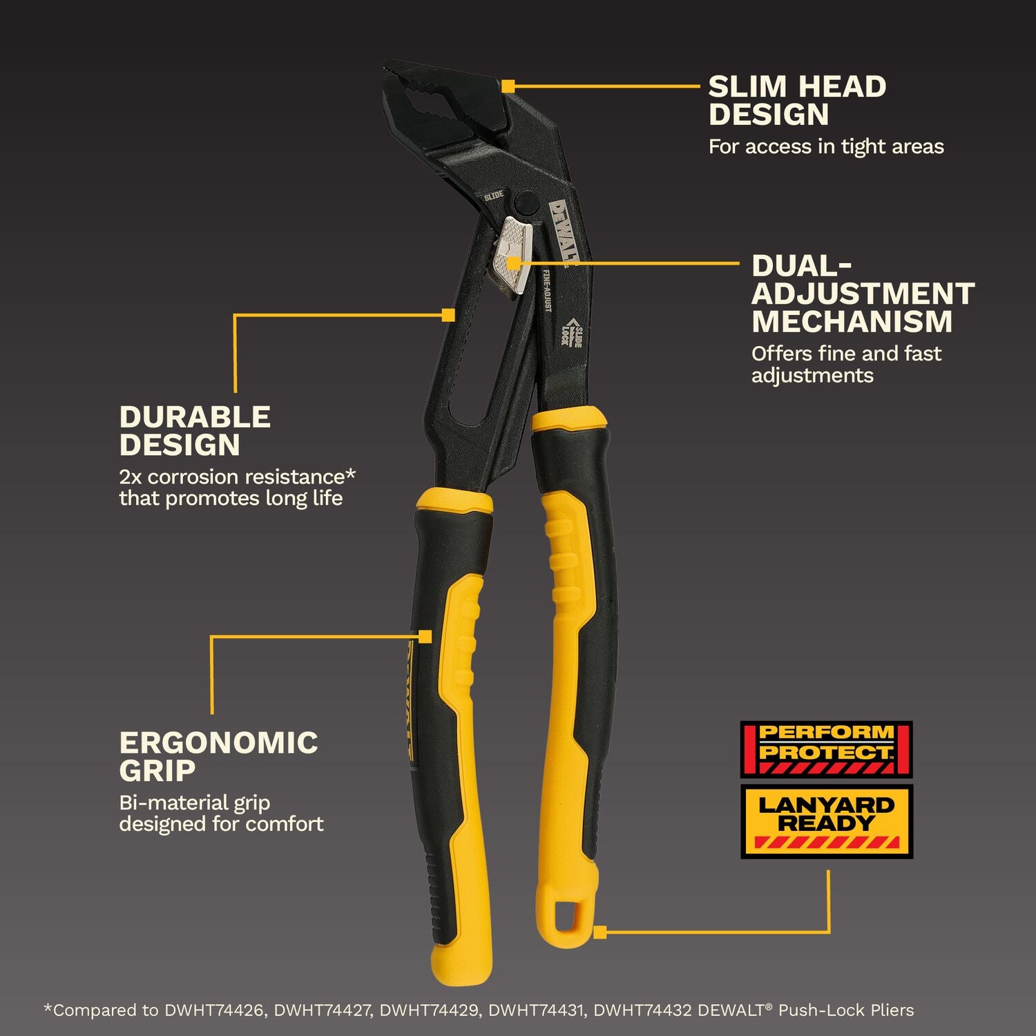 Dewalt DWHT82821 Slide Lock V-Jaw Pliers 10 in.
