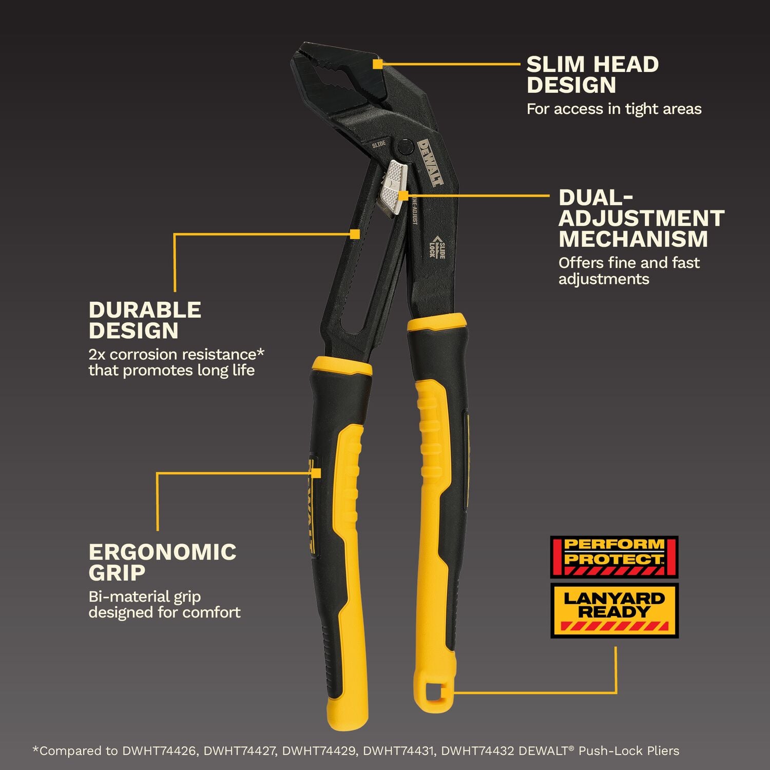 Dewalt DWHT82823 Slide Lock V-Jaw Pliers 12 in.