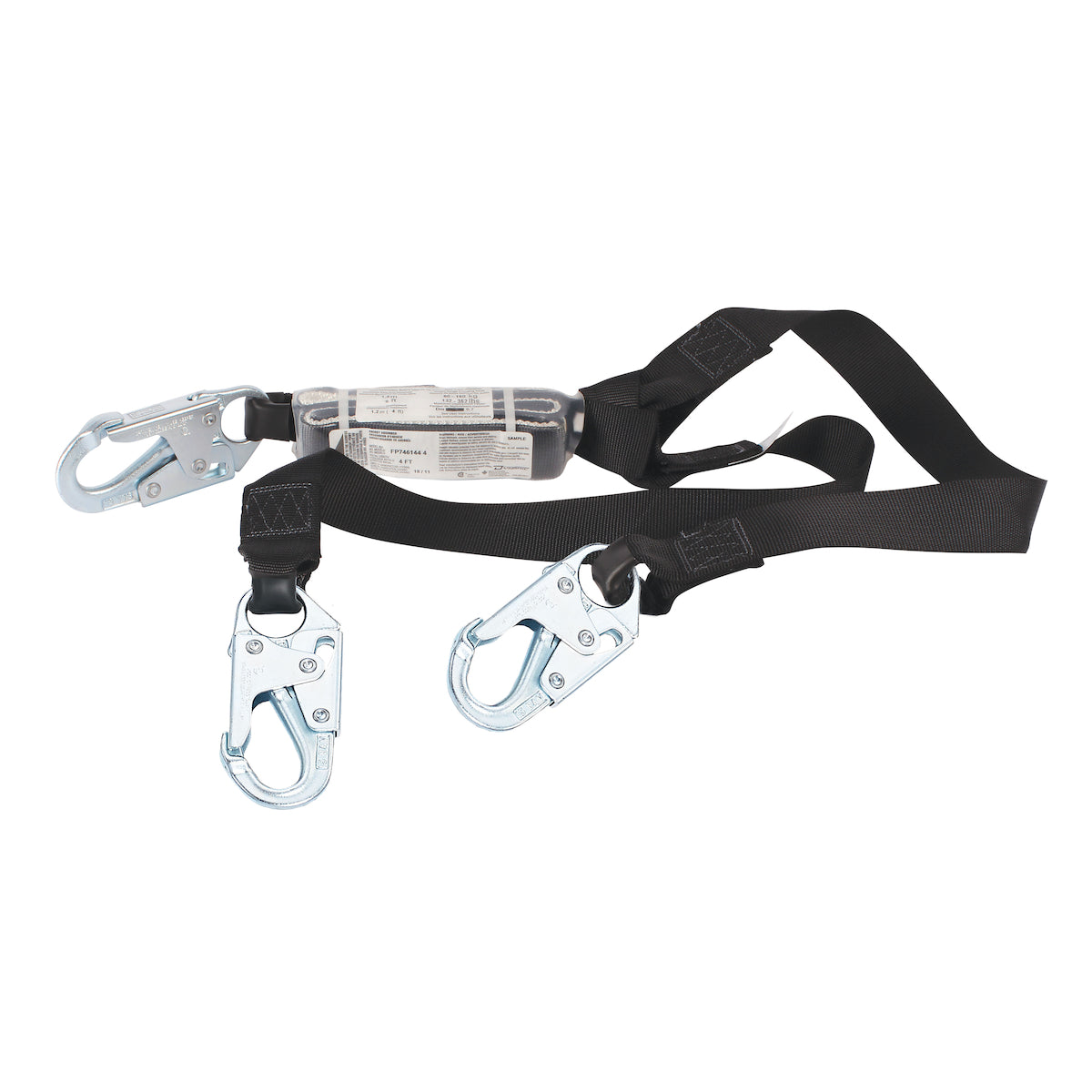Dynamic FP746111/6 Dbl Leg Fixed Y-Lanyard W/Energy Absorber & Snap Ho