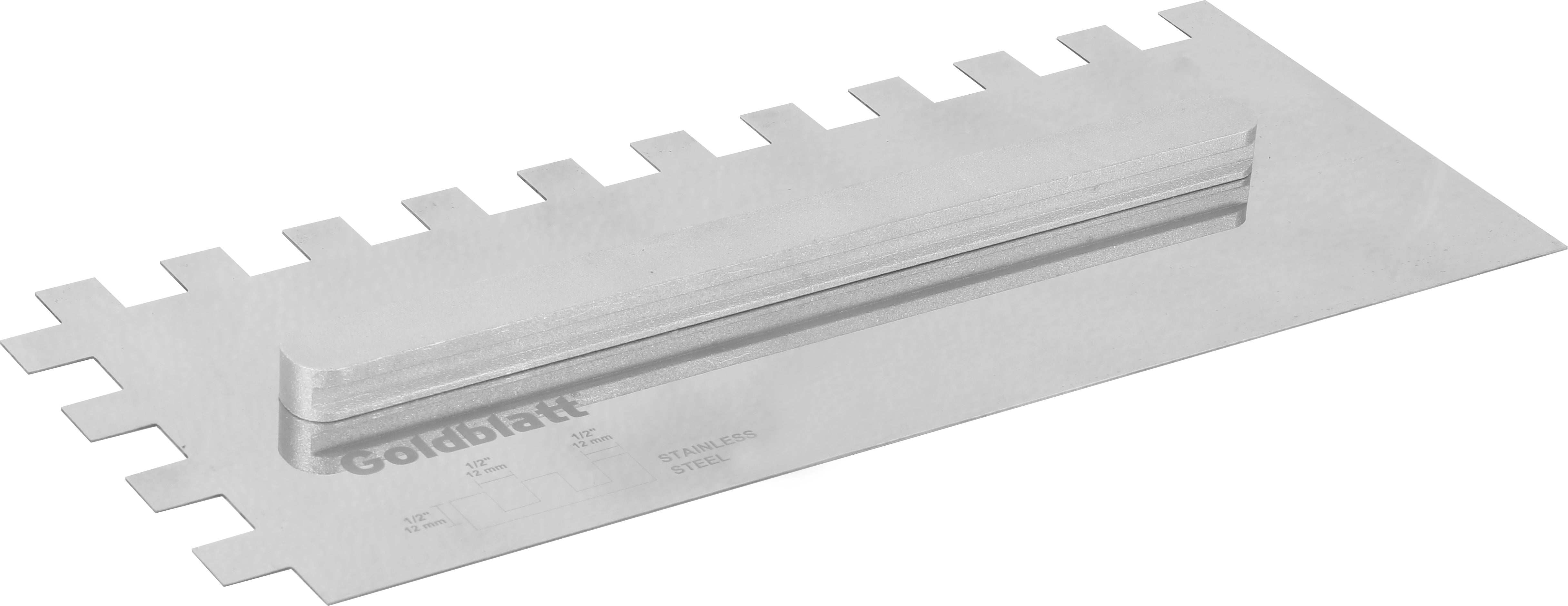 Goldblatt Stainless Steel Trowel Blade 1/2 in. x 1/2 in. x 1/2 in. Square Notch