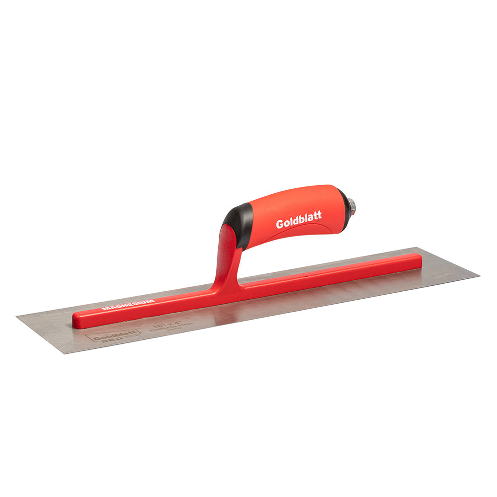 Goldblatt Red Stainless Steel Finishing Trowel W/Soft Grip 16in. x 4in.