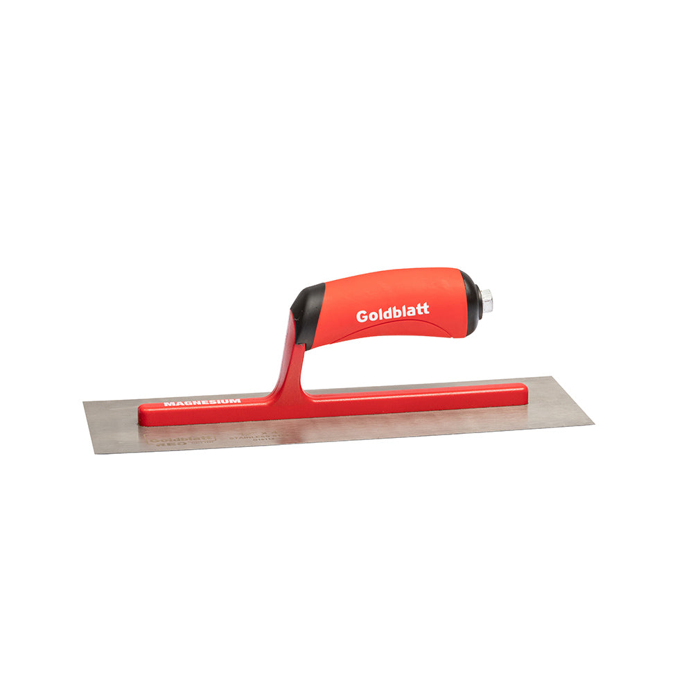 Goldblatt Red Stainless Steel Finishing Trowel W/Soft Grip 12in. x 4in.