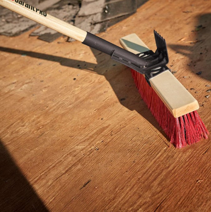 Garant GBNP24 24 in. Red Bristle Braced Wooden Handle Roofer Broom Brush