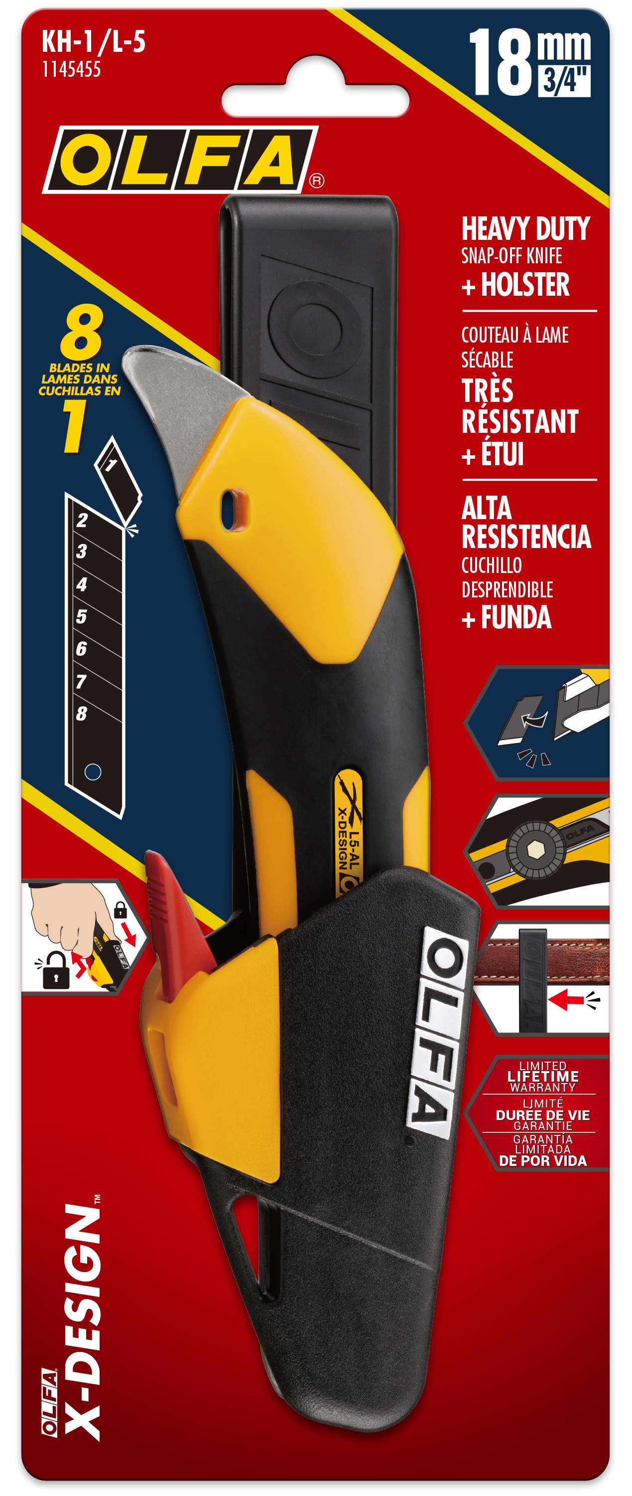 Olfa Locking Holster & Ratcheting Lock Utility Knife 18mm