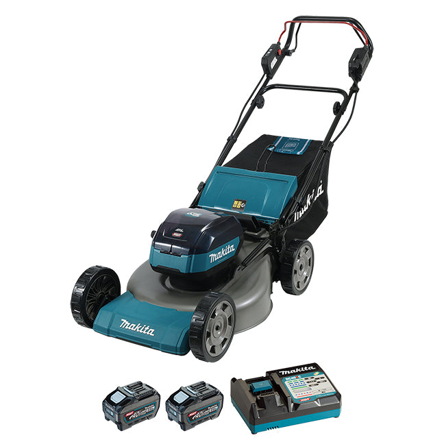 Makita LM002GT201 40V MAX XGT Brushless 21 Inches Self Propelled STEEL DECK Lawn Mower, 5.0Ah x 2 Kit