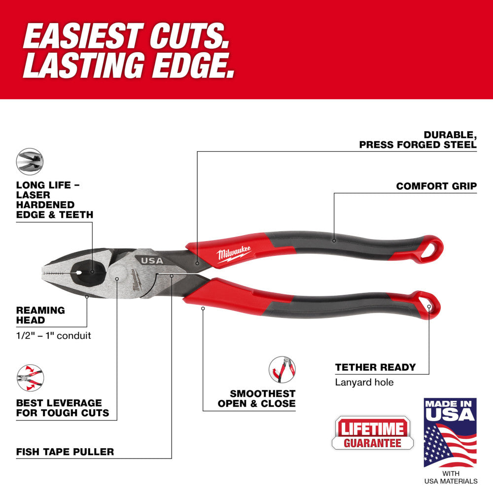 Milwaukee MT550 Linesmans Comfort Grip Pliers 9 in.