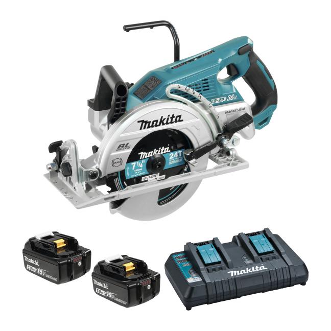 Makita DRS780PTX2 36-Volt (18V x 2) Lithium-Ion 7-1/4 in. Brushless Cordless Rear Handle Circular Saw Kit