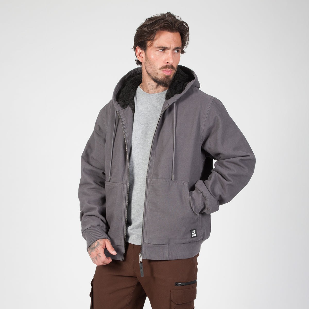 DuraDrive Sherpa-Lined Canvas Hoodie Jacket