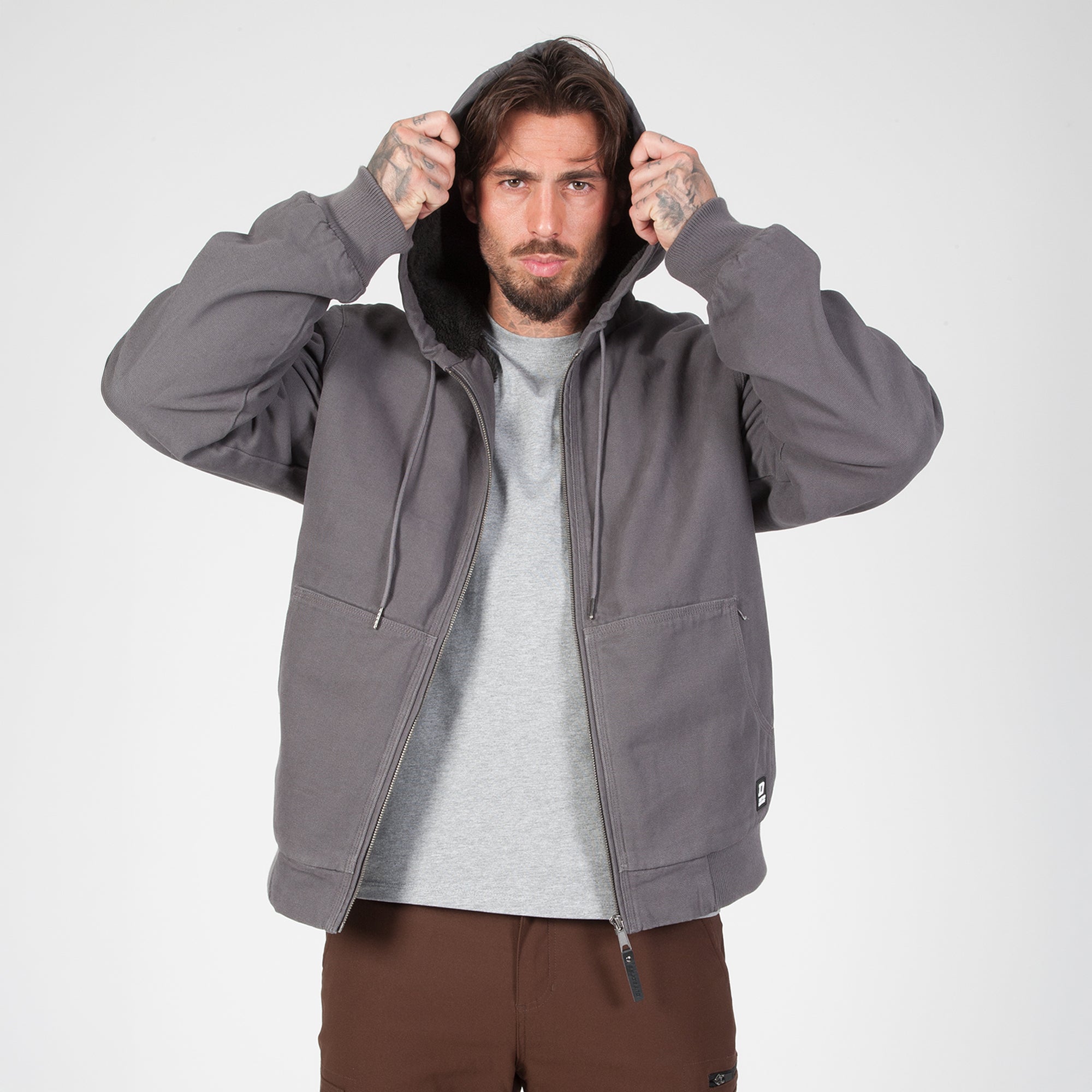 DuraDrive Sherpa-Lined Canvas Hoodie Jacket