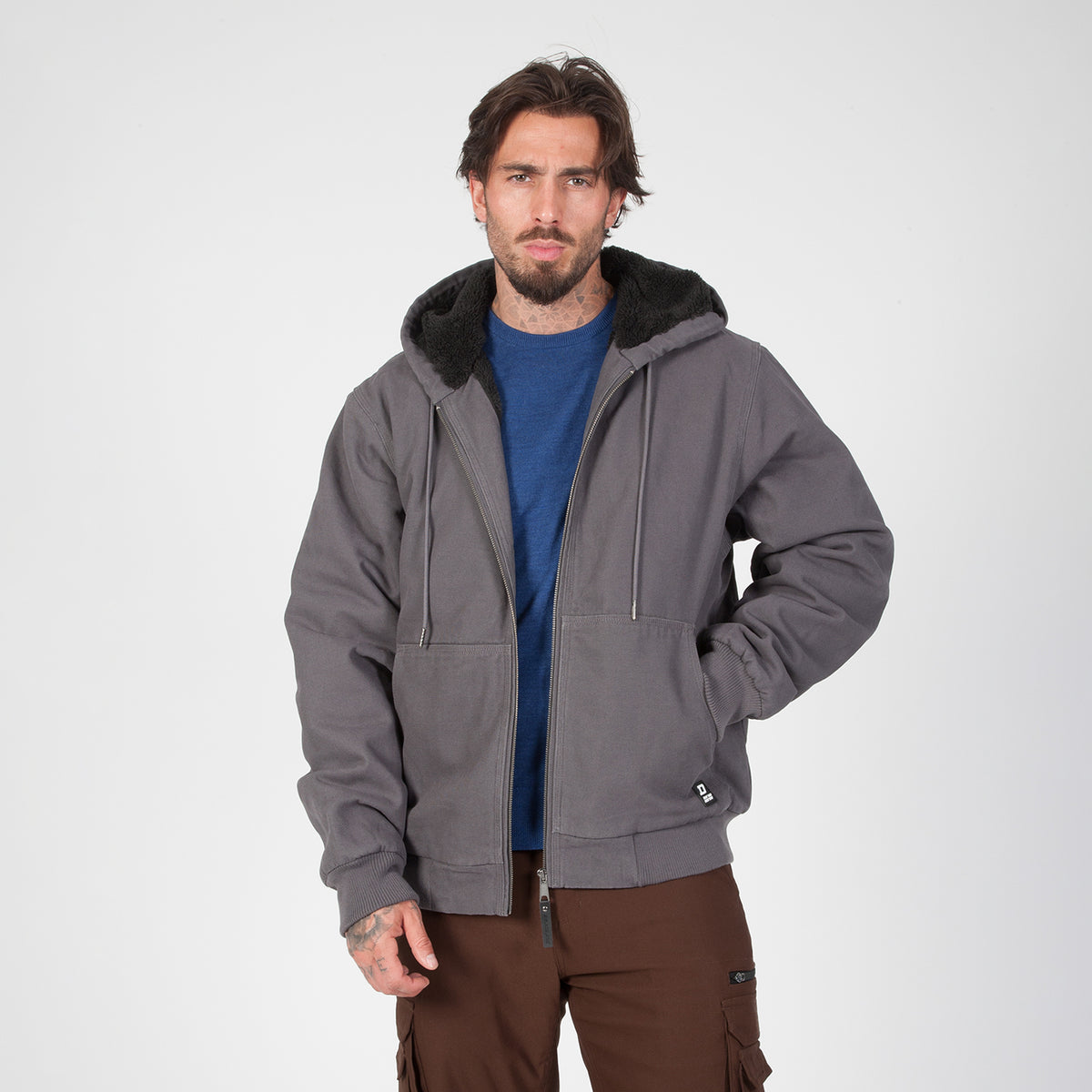 DuraDrive Sherpa-Lined Canvas Hoodie Jacket