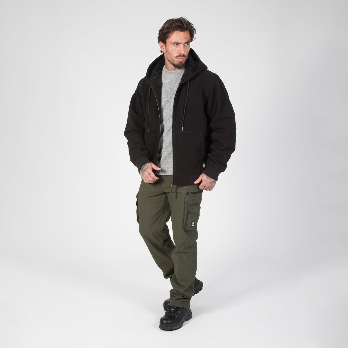 DuraDrive Sherpa-Lined Canvas Hoodie Jacket