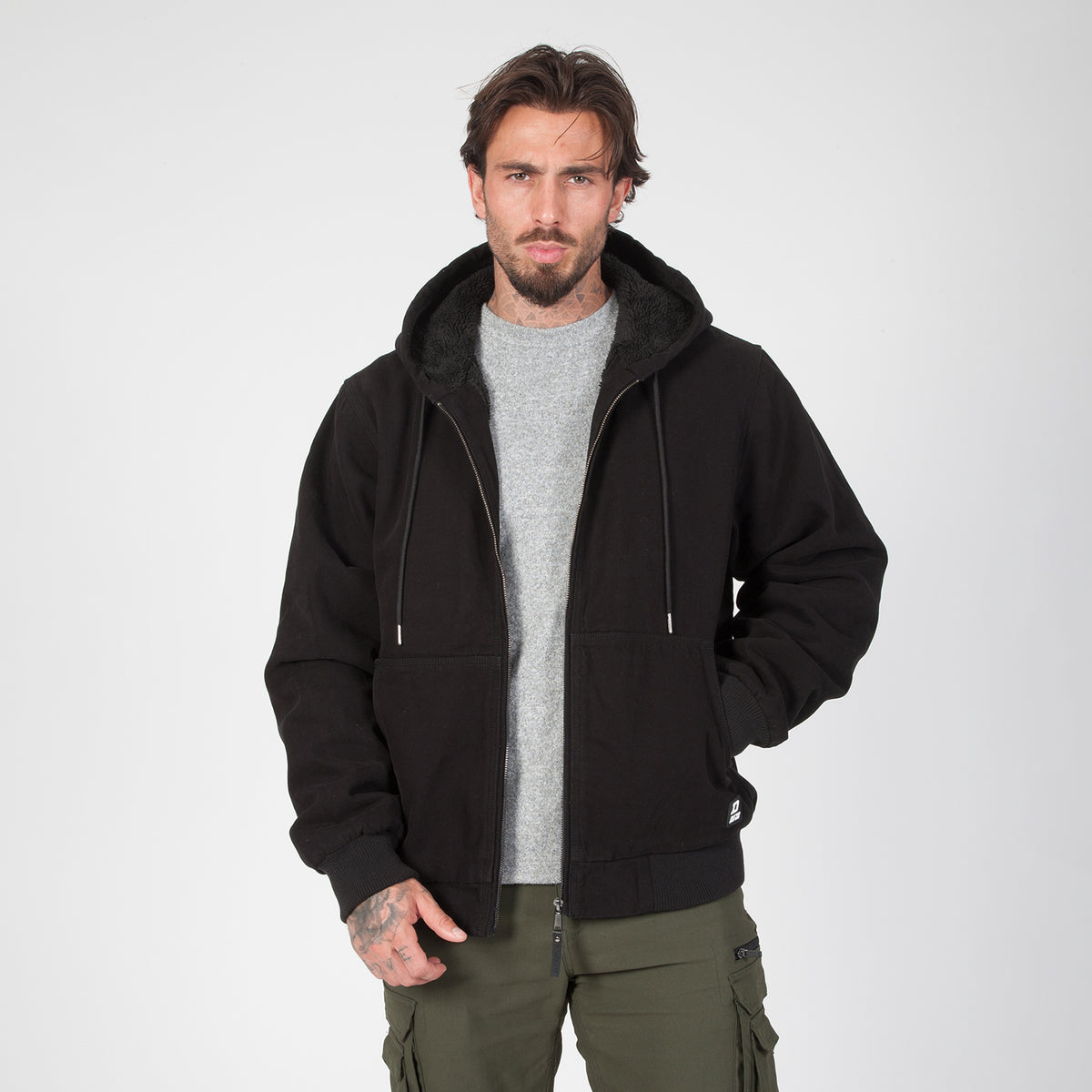 DuraDrive Sherpa-Lined Canvas Hoodie Jacket
