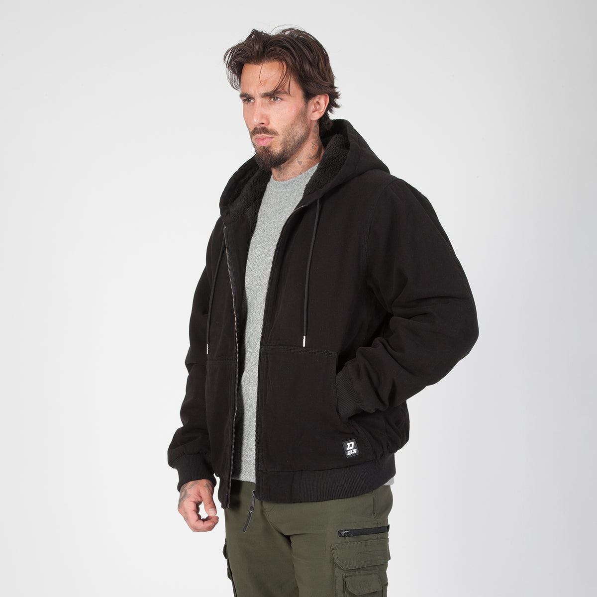 DuraDrive Sherpa-Lined Canvas Hoodie Jacket