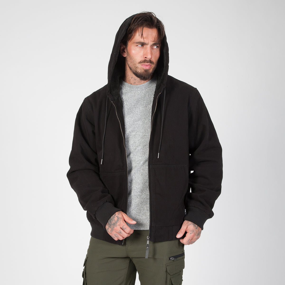 DuraDrive Sherpa-Lined Canvas Hoodie Jacket