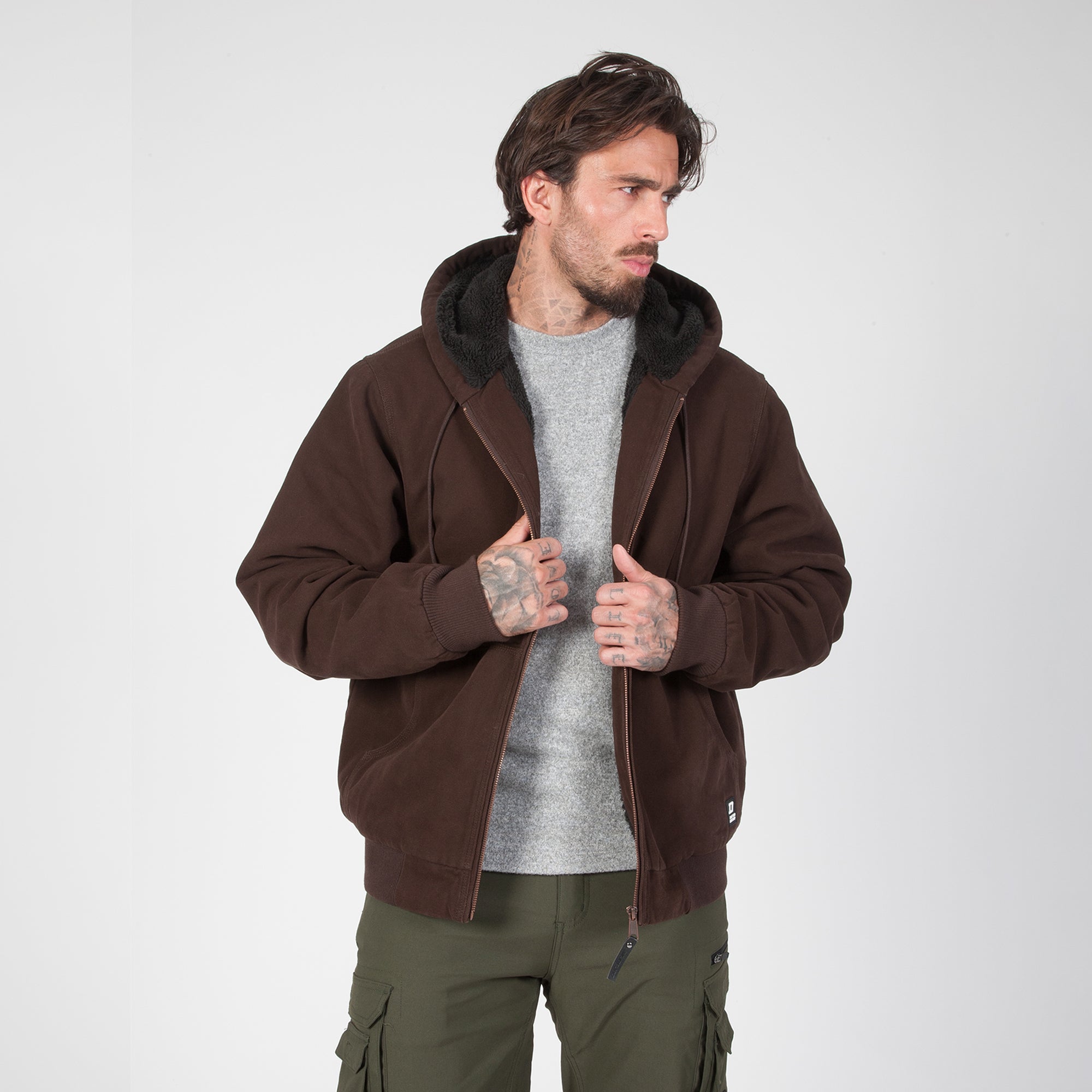 DuraDrive Sherpa-Lined Canvas Hoodie Jacket