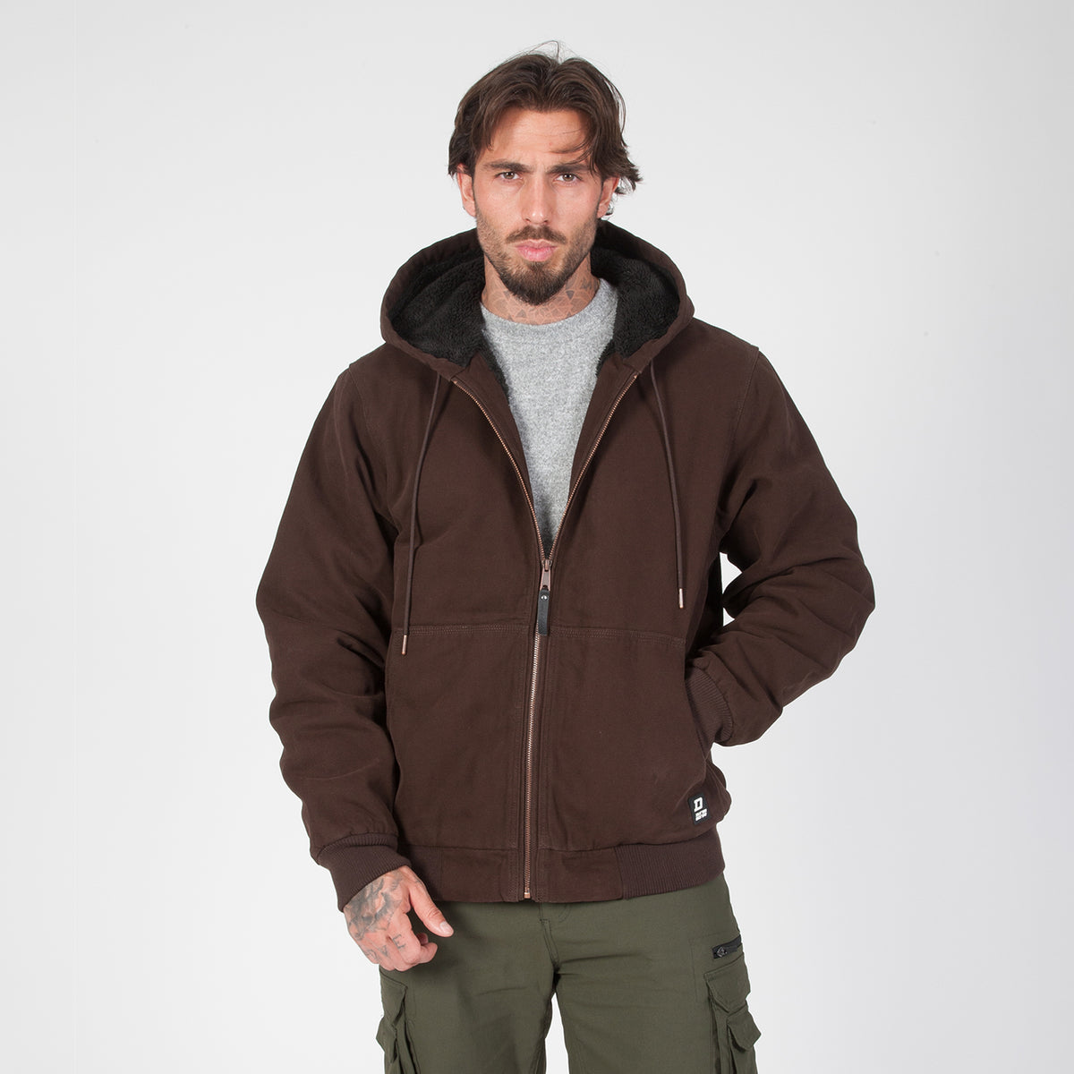 DuraDrive Sherpa-Lined Canvas Hoodie Jacket