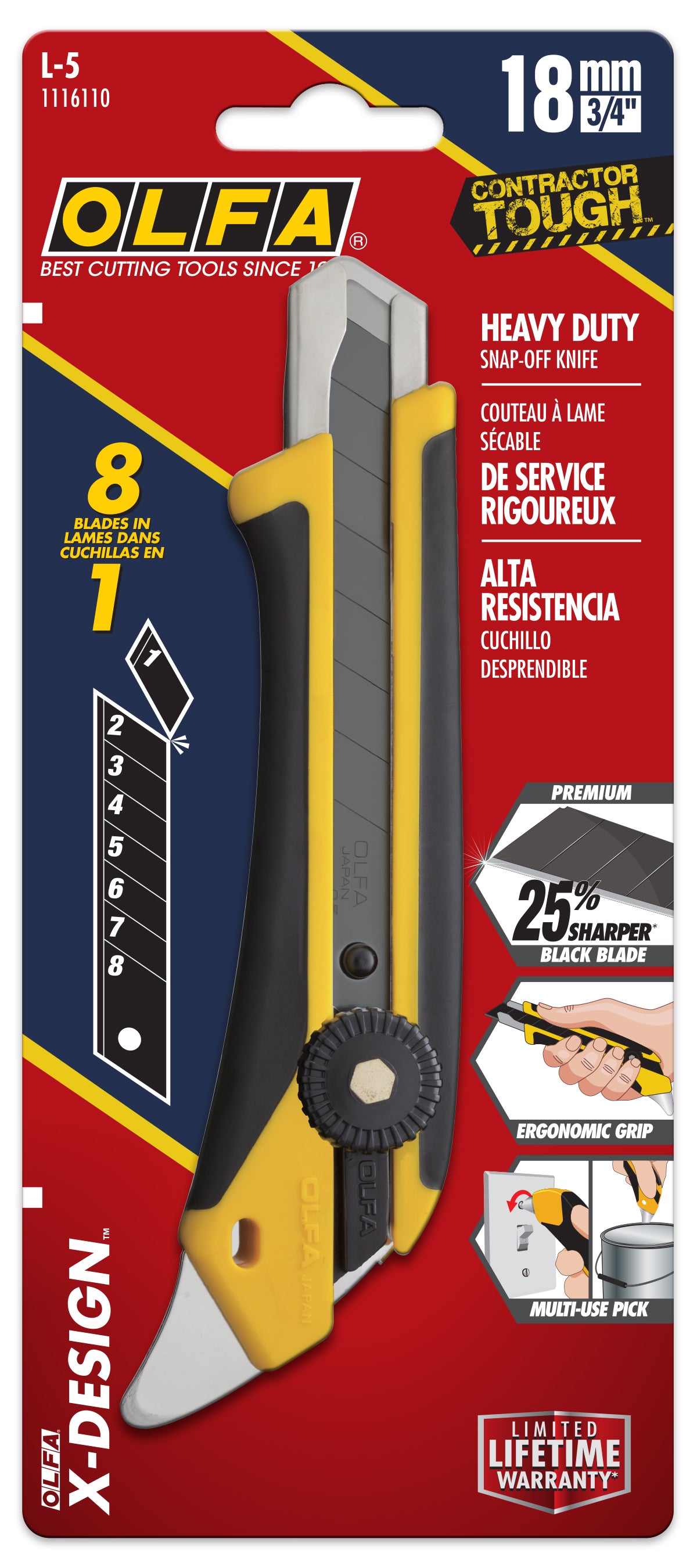 Olfa Ratchet Lock Utility Knife w/Multi-Pick 18mm