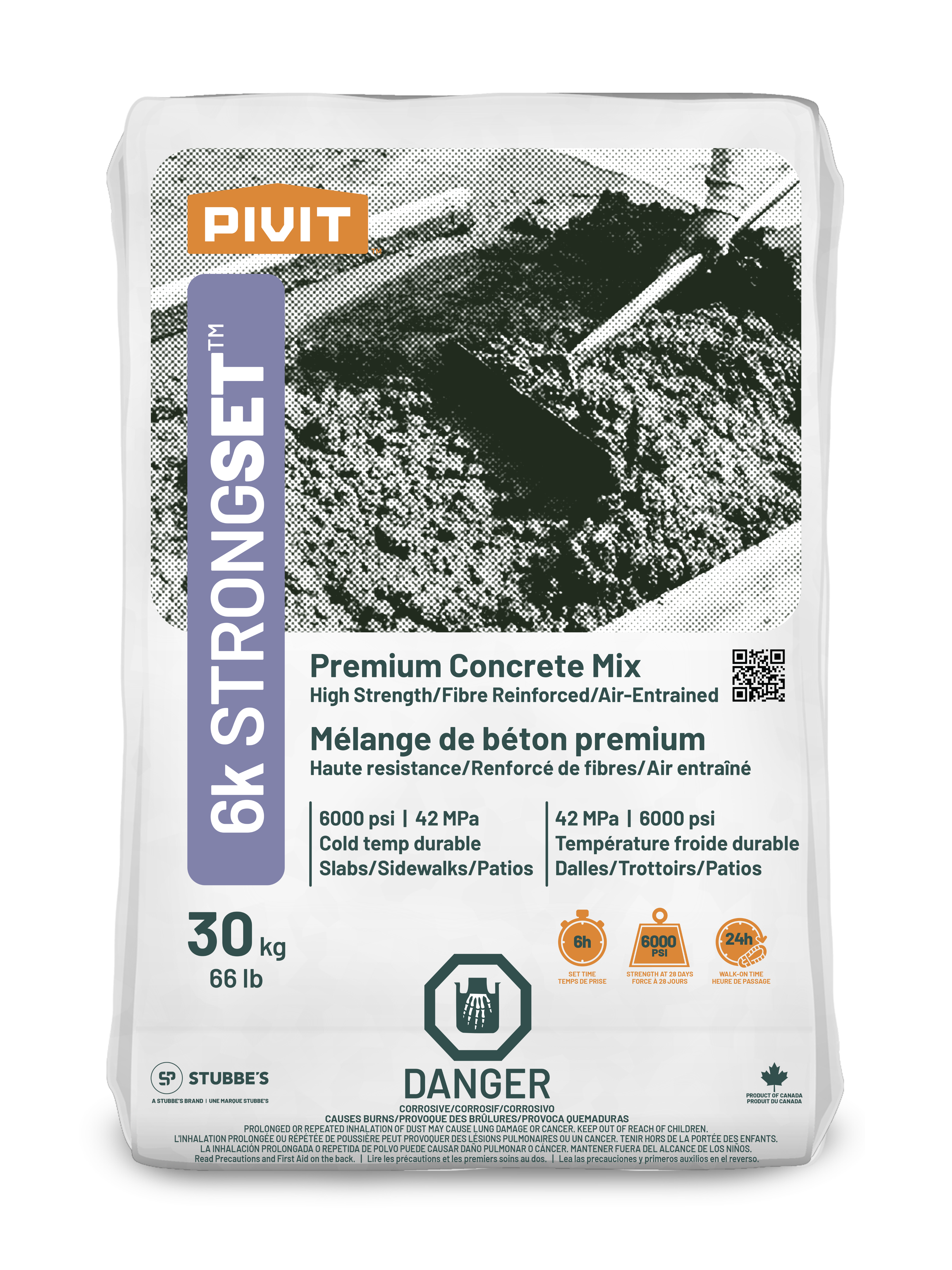 Pivit 6K StrongSet 30 kg. 6000 PSI High Strength Concrete Mix