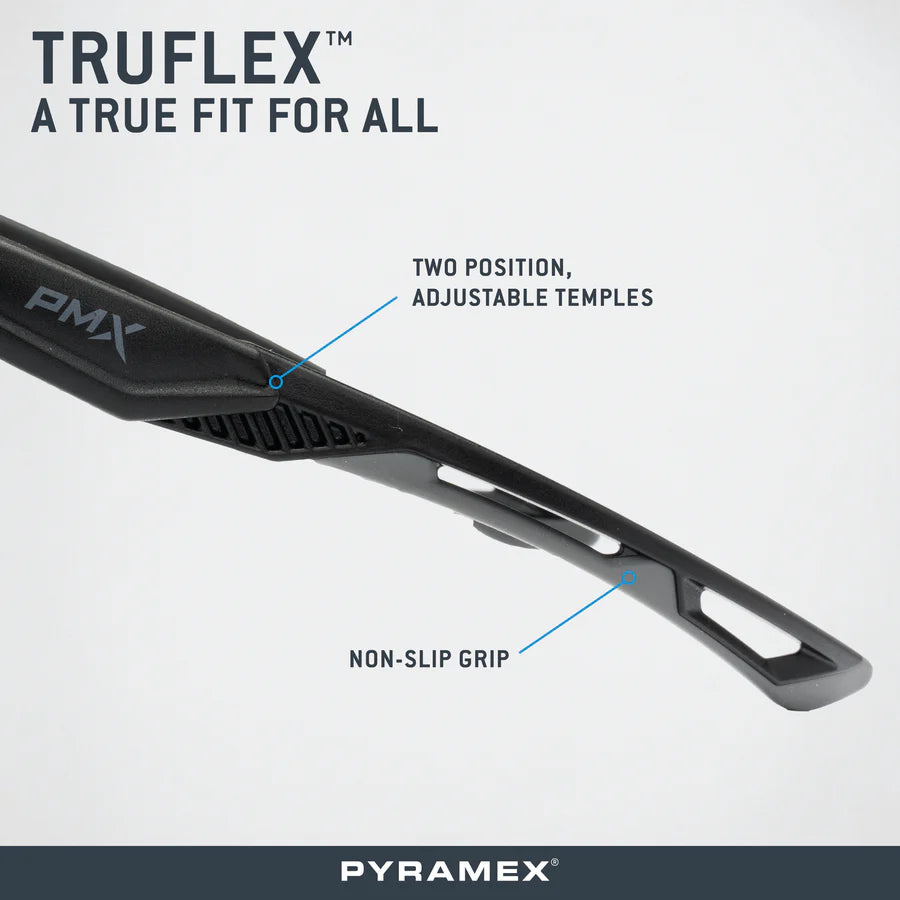 Pyramex SBG11310DT TruFlex Safety Glasses W/Nose & Temple Adjustment, H2X Anti-Fog, Clear Lens